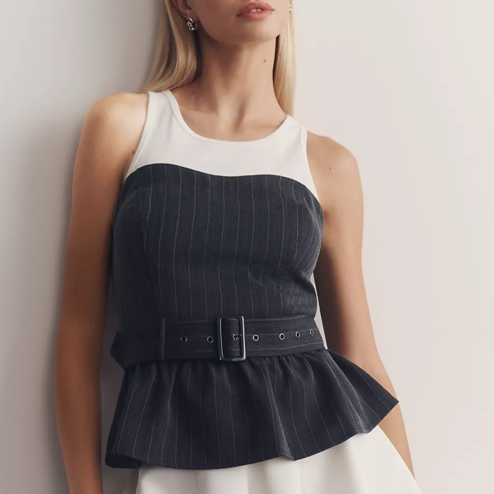 Anthropologie Porridge Ribbed Belted Tank Top